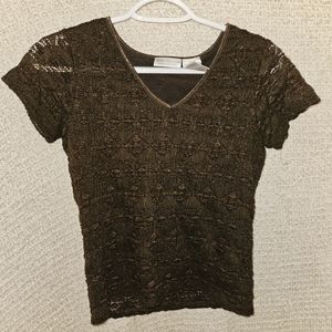 Brown, vintage, touchable patterned t-shirt